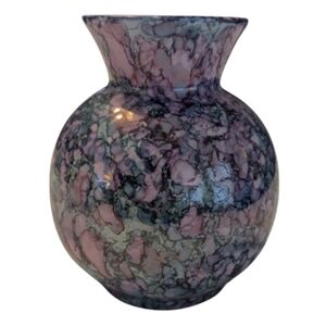 Y2K S Designs Brewer Maine Porcelain Purple Pink Marble Glaze Finish Vase